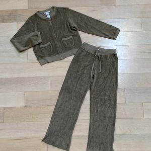 Bonpoint girls terry cotton stretch zip jacket sweatshirt sweatpants suit set